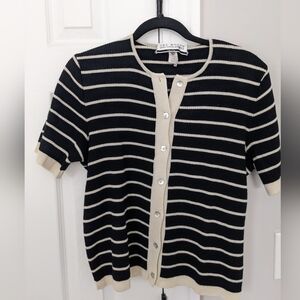 Vintage Saks 5th Ave The Works 100% Pure New Wool Striped Top Made In Italy